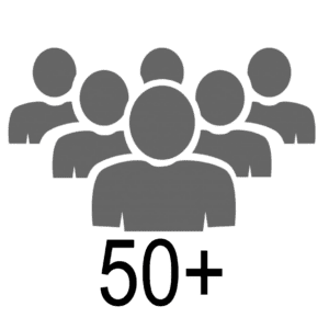A group of people with the words 50+.